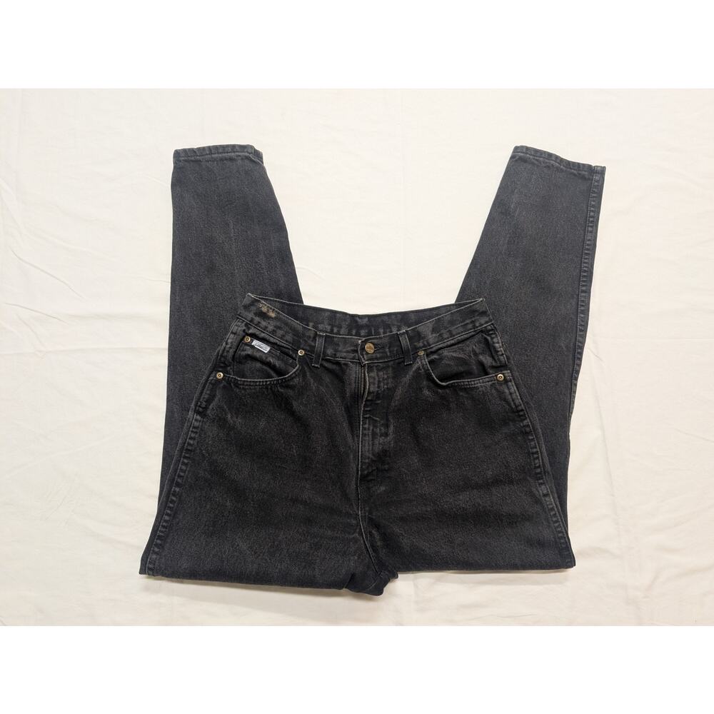 Chic Vintage Black Denim Jeans Size 16 Straight Classic Women’s Retro Style